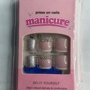 DIY Press-On Nails Set - Pink and Silver